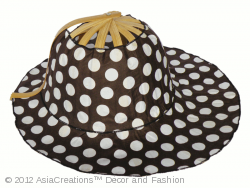 Image: Set - Folding fan hats in white polka dots on brown