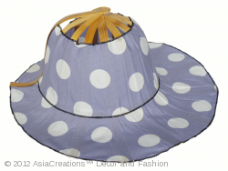 Image: Set - Folding fan hats in white polka dots on lilac