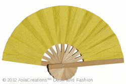Image: Mulberry paper folding fans - solid golden yellow