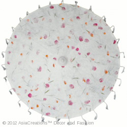 Image: Mulberry paper umbrella, diameter 85 cm in pressed flowers on off-white