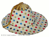 Folding Fan Hats in varied polka dots on crème