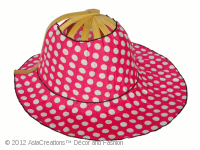 Folding Fan Hats in white midsize polka dots on pink