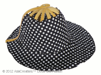 Folding Fan Hats in white small polka dots on black