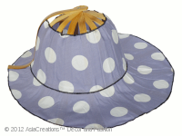 Folding Fan Hats in white large polka dots on lilac