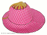 Folding Fan Hats in white small polka dots on pink
