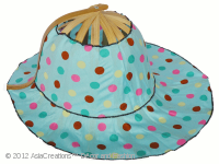 Folding Fan Hats in varied polka dots on sky blue