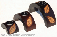 Image: Arched Candle Holders - Carved Rubber Leaves